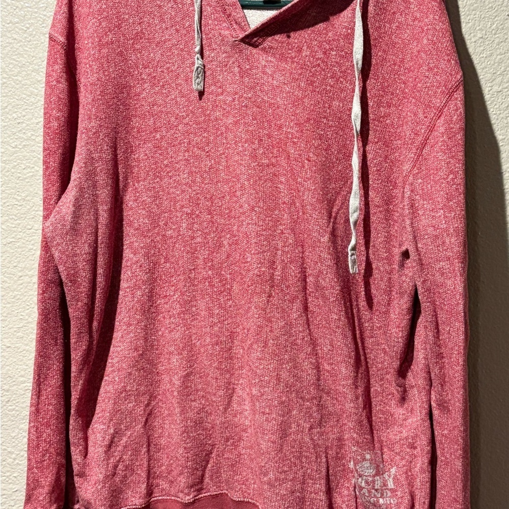 This is a Lucky Brand Women's Burnout Red Terry Cloth Pullover Hoodie Sweatshirt